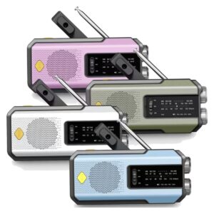 [Daykit Hand Crank Radio] Daykit Hand Crank Radio, Multi-functional Portable Emergency Weather Radio Solar Powered with Battery Backup, AM/FM NOAA, SOS Alarm, 3 LED Flashlight, 2000mAh Rechargeable Battery Power Bank, USB Type-C Charging for Indoor Outdoor Camping Hiking