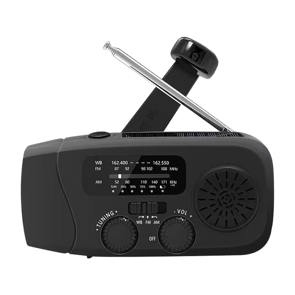 Emergency Solar Hand Crank NOAA Weather Radio with Flashlight Cell Phone Charger Internet Radio