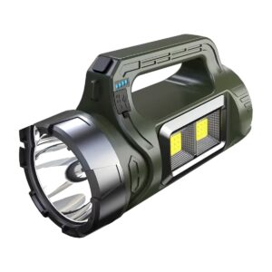 Ultra bright LED searchlight - high brightness portable handheld light, camping light, ultra portable, solar+USB charging, work light, visible beam outdoor adventure mobile power flashlight